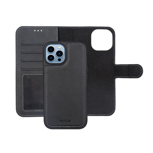 iPhone 12/12 Pro Duo Magnet Leder Hülle Schwarz - Handyschmiede-saar